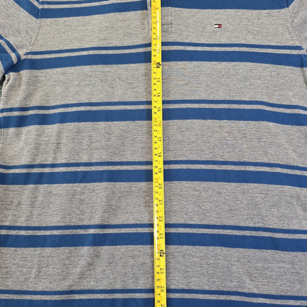 Tommy Hilfiger Men's Gray and Blue Striped Polo Shirt - Picture 3 of 6